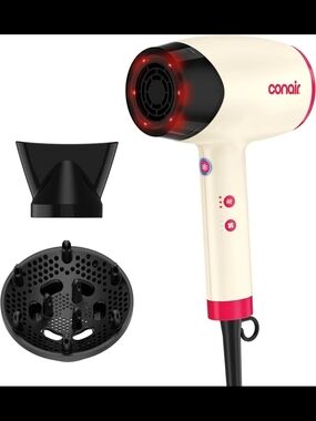 INFINITI PRO BY CONAIR LED INFRARED HAIR DRYER DUAL ION CERAMIC 1999 WHITE OPEN